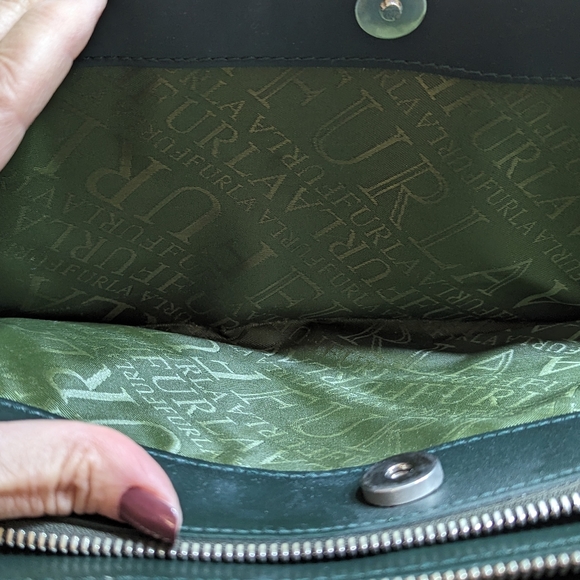 FURLA Brand Forest Green Italian Leather Bag - Picture 9 of 11
